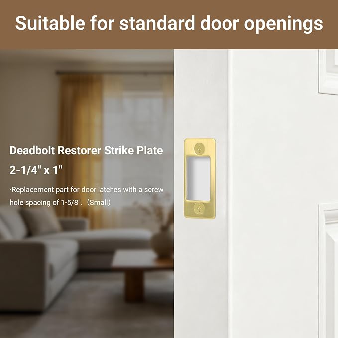 Deadbolt Restorer Strike Plates Narrow Side and Large Hole, Round Corner | - Image 3