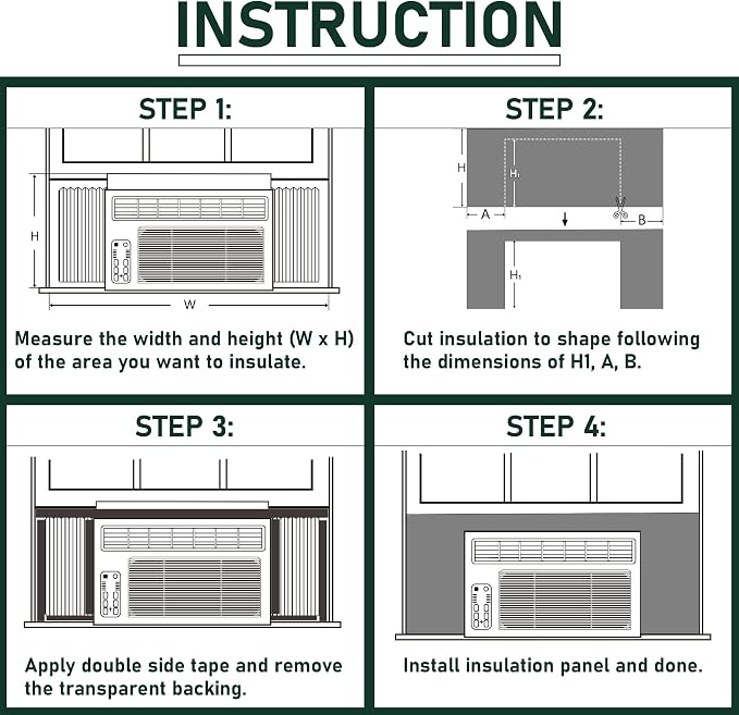 Flehomo Window AC Side Panel, Extra Wide Full Surround Insulation Window Air - Image 8