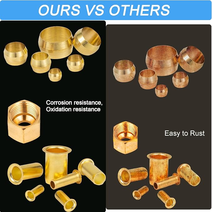 Compression Fittings Assortment kit-6 Sizes Brass Compression Sleeves Ferrules - Image 6