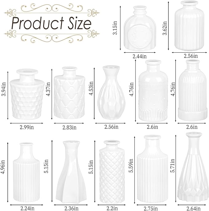 UPBUD White Glass Bud Vases Set of 12, Small Vases - Image 4