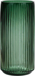 Flower Vase 10 inch Green Thickened Hand Blow Glass Vase Round Vintage Striped by TIMEFOTO