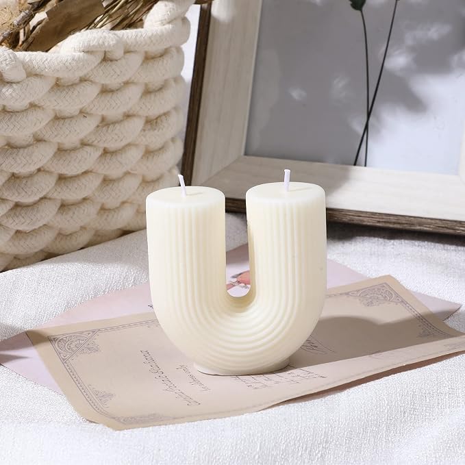 Tondiamo U Shaped Candle Ribbed Soy Wax Scented Decorative Candles Minimalist - Image 4
