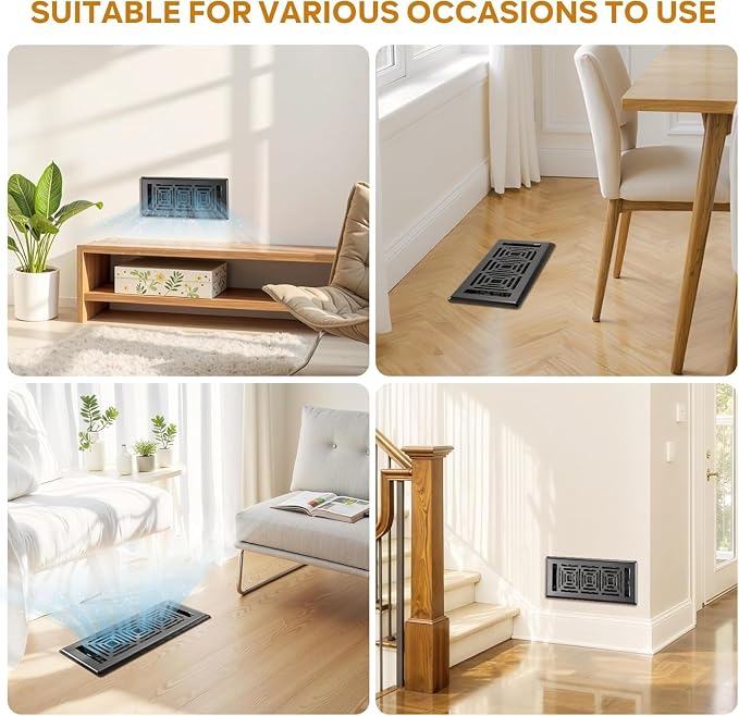 Floor Register 4x10, Heavy Duty Walkable Steel Floor Vent Covers, Easy Adjust - Image 5