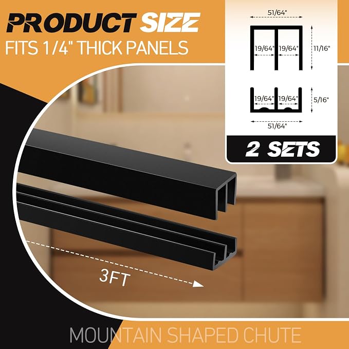 2 Sets Plastic Sliding Door Track Set - Image 2