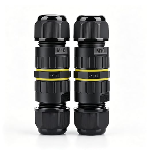 IP68 Waterproof Junction Box 2 Way 2 Pin Outdoor Cable Connector | 2 Pcs M16 by WOODGUILIN