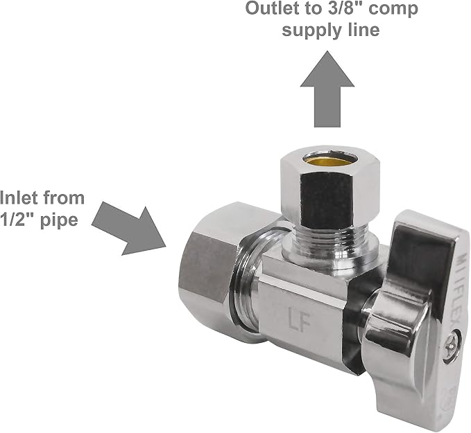 Heavy Duty 1/4 Quarter Turn Angle Shut Off Valve Squared Body 1/2 in. NOM Comp - Image 3