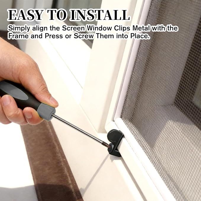 12Pcs Screen Door Clips with Screws, 3/8 Inch Storm Door Clips | Black Window - Image 3