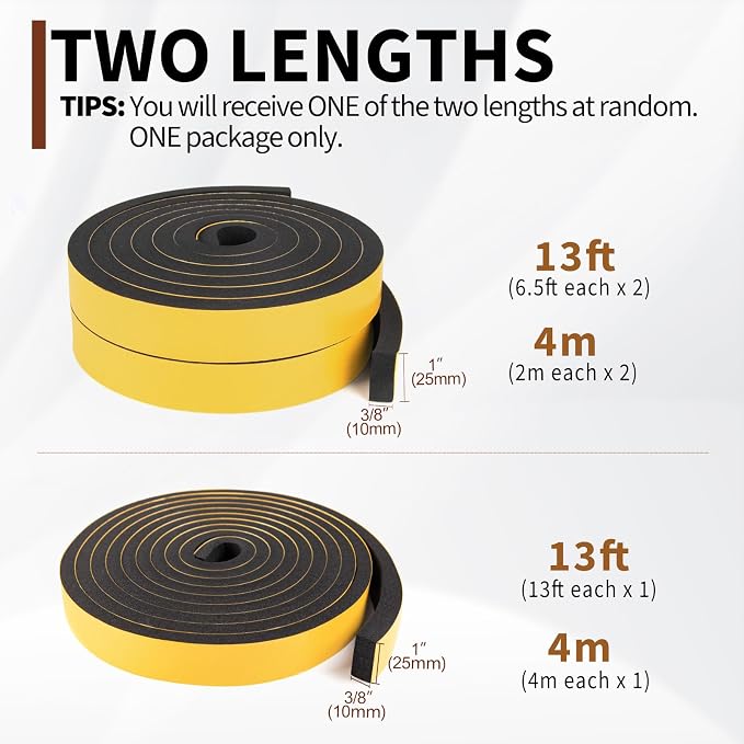 Yotache Foam Strips with Adhesive 1" W X 3/8" T, 13 Ft Length | New Adhesive - Image 4