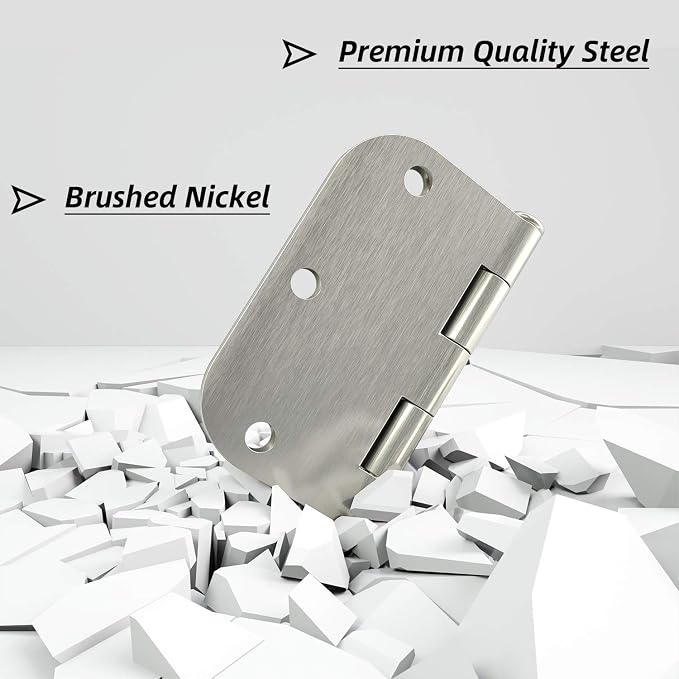 HOSOM 30 Pack Rounded Door Hinges Brushed Nickel 3.5 x 3.5 inch - Image 4