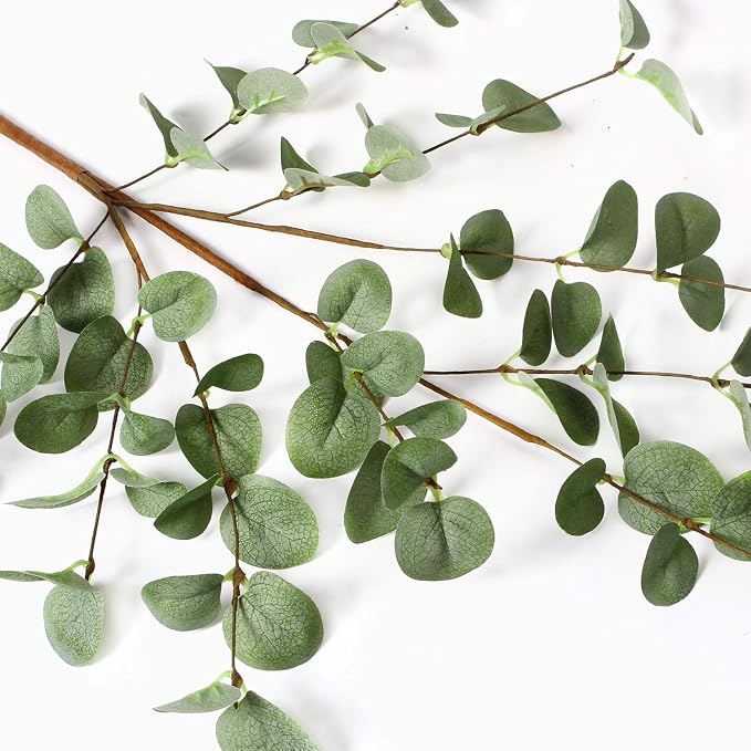 12 Pcs 27" Eucalyptus Stems Greenery Stems Eucalyptus Leaf Spray in Green Silk - Image 3