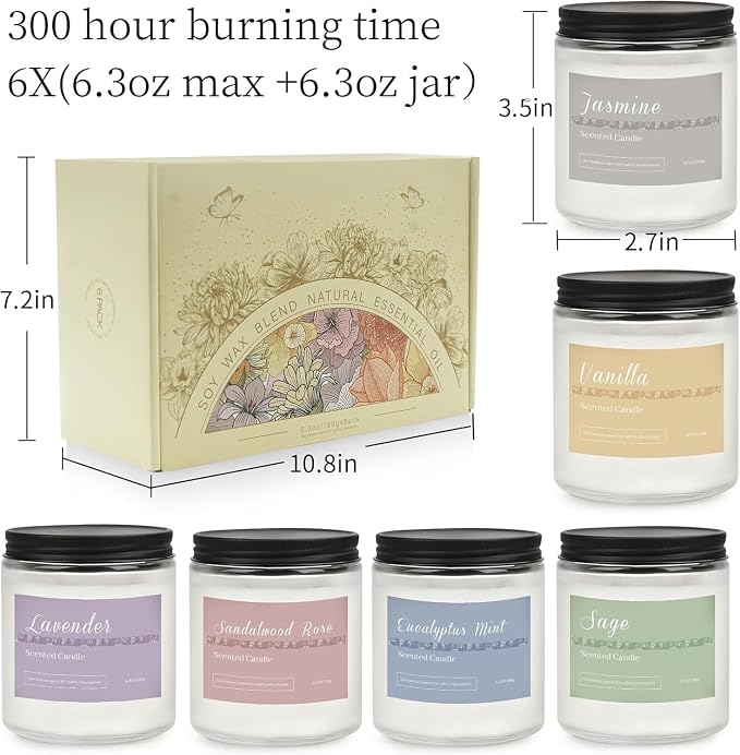 Scented Candles Gift Set for Women, Sandalwood Rose & Eucalyptus Mint. 42 oz - Image 8
