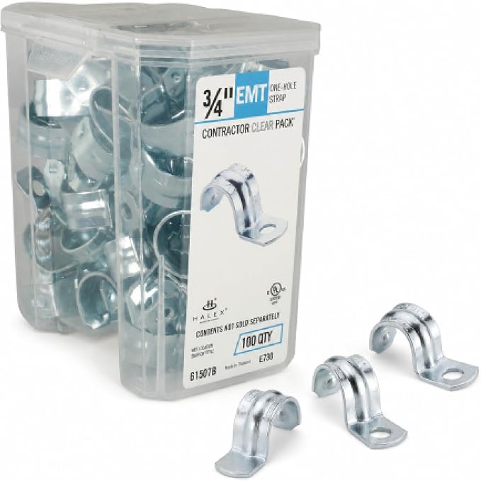 Halex 3/4 in. EMT Conduit Strap, One Hole, Galvanized Steel, 1-hole galvanized by Halex
