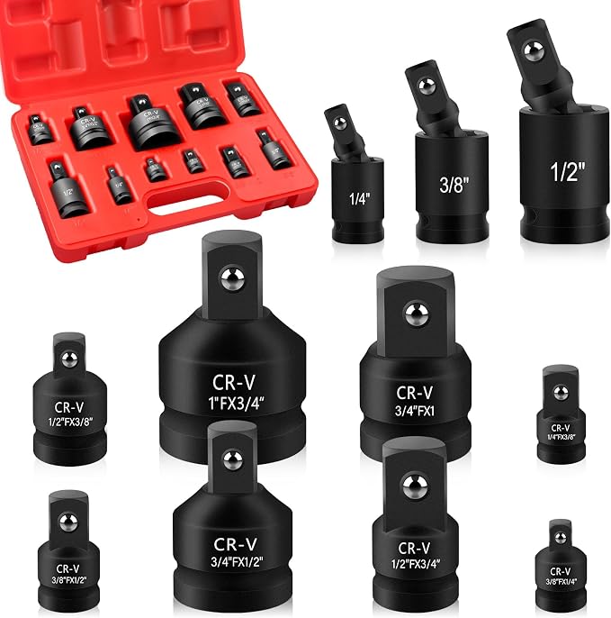 11PCS Impact Socket Adapter and Reducer Set, 1/4" 3/8" 1/2" 3/4" 1" Inch Square by Unknown
