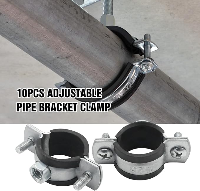 VIKKSAER 10Pcs Adjustable Pipe Bracket Clamp, Pipe Clamp Split Ring Hanger - Image 2
