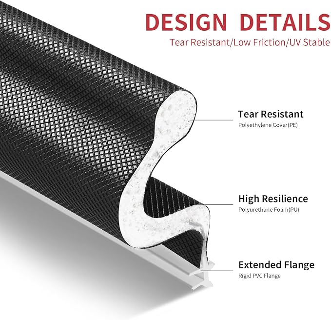 100 Feet Kerf Door Weather Stripping Door Seal, Long Reach V-Shaped Door Seal - Image 2