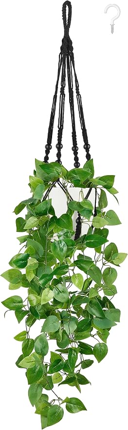 Mkono Fake Hanging Plant, Macrame Hanger by Mkono