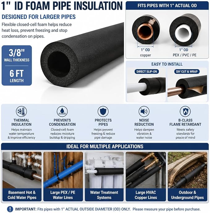 CARGEN 1" ID Foam Pipe Insulation - Image 3