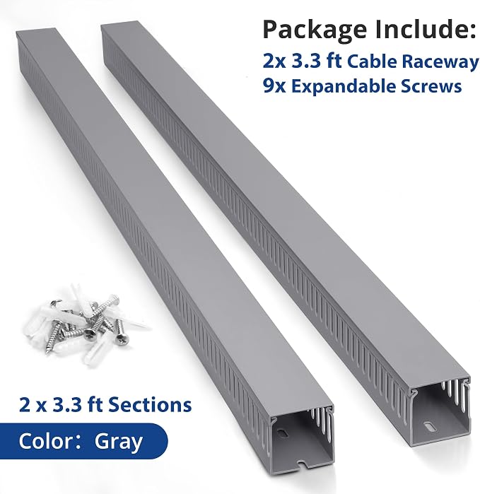 ZhiYo 2" H x 2" W Cable Raceway, Under Desk Wire Management Channel Grey | - Image 5