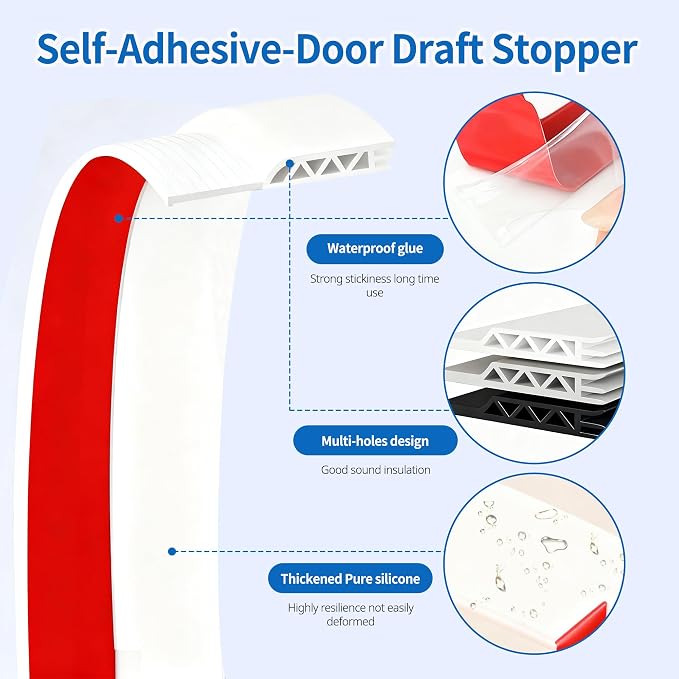 4 Pack Door Draft Stopper Sheets, Door Sweep - Image 3