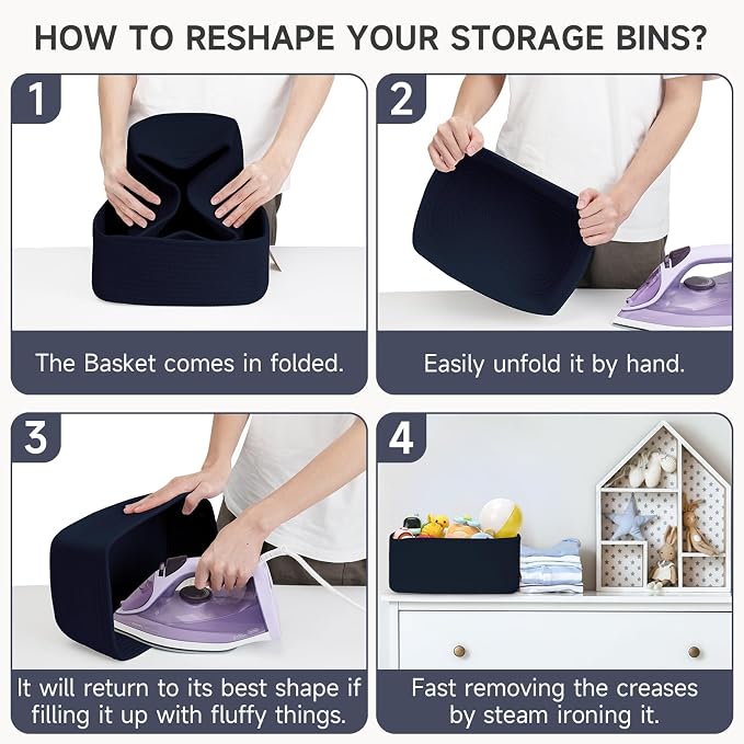 3 Pack Small Storage Baskets for Organizing, 11.8×7.8×5.1", Cotton Rope Basket - Image 7