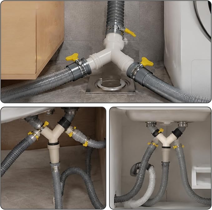 Washing Machine Drain Hose Adapter, 3-Way Drain Line Tee Extension Fitting - Image 5