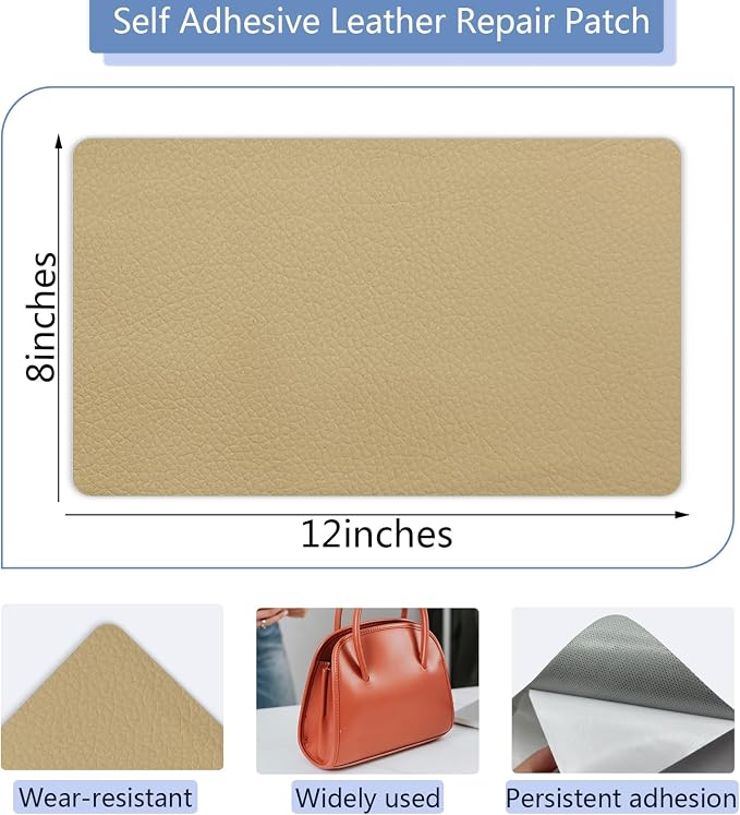 Self Adhesive Leather Repair Patch, Khaki Vinyl Repair Patch Kit - Image 2
