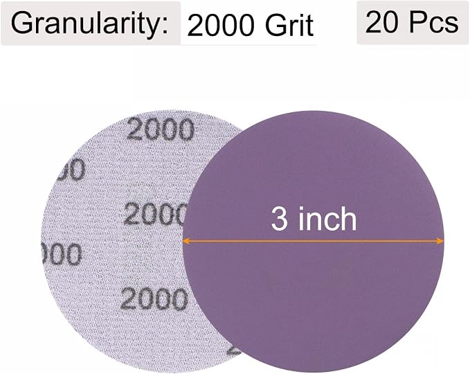 uxcell 20Pcs 3-Inch Purple Sanding Discs 2000 Grits Hook and Loop Professional - Image 2