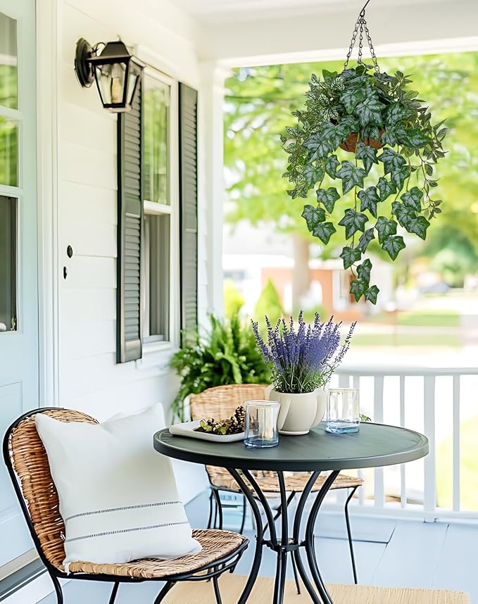 Fake Hanging Plant with Pot, Large Hanging Artificial Plants with Basket & - Image 4