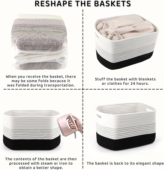 4 Pack Storage Baskets for Organizing, and Clothes, Cotton Rope Basket for - Image 7