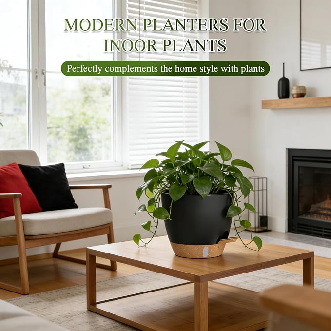 Self Watering Pots with Drainage Holes, 2 Pack 10 Inch Plant Pots with Water - Image 7