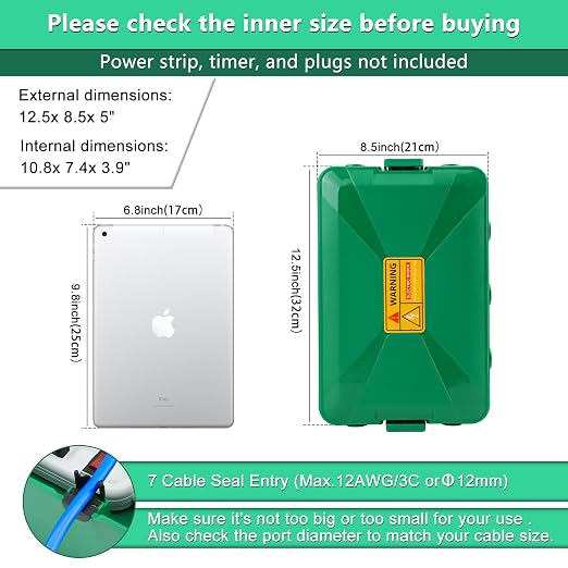 NineLeaf Green Waterproof Electrical Box, Outdoor Weatherproof Plug Cover | - Image 4