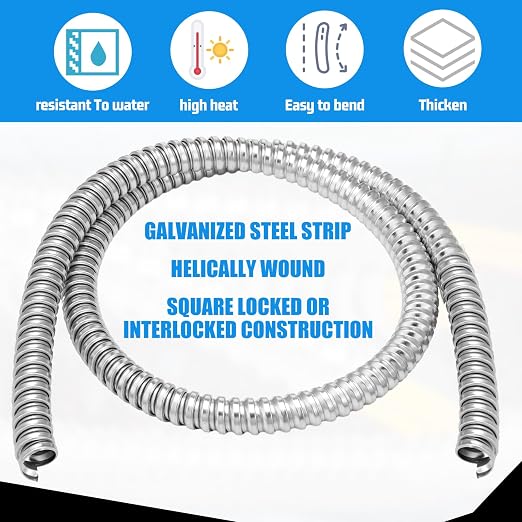 Yaocom 1 Inch Metal Flexible Conduit 50 ft, Galvanized Reduced Wall | Outdoor - Image 3