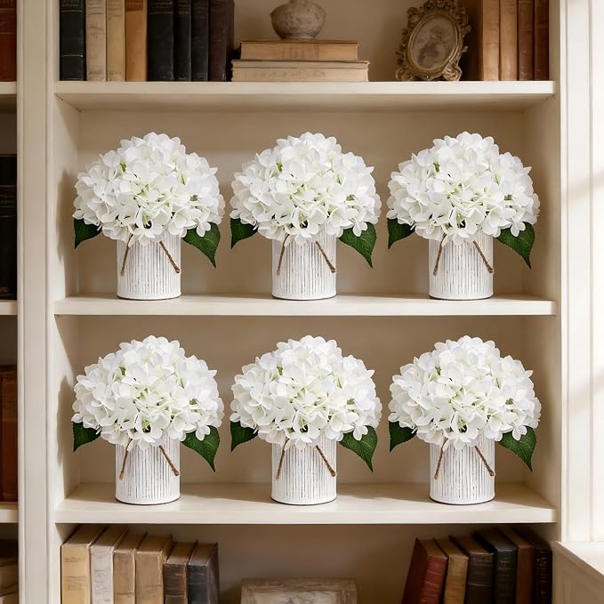 Ivory White Flower Table Centerpieces, Hydrangeas | Floral Arrangement - Image 8