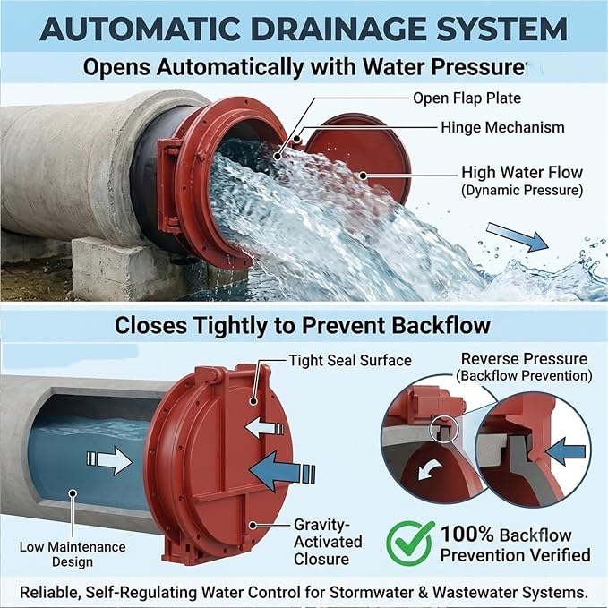 Duty Drain Irrigation Check Valve Round Flap Gate | 6mm solid metal - Image 6