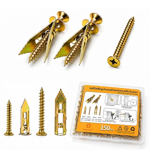 Jyphorixal 150Pcs Self Drilling Drywall Anchors by Borntobeprofessional