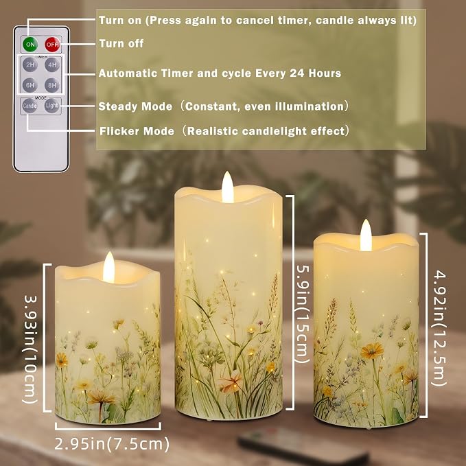 Flameless Candles, Battery Operated Floral Candles - Image 5