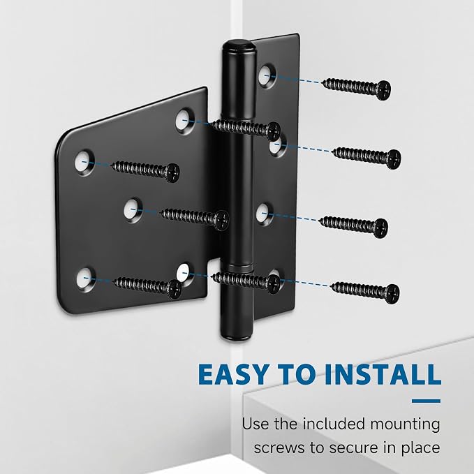 3.5 Inch Heavy Duty Gate Hinges, 8 Pack Black Iron Door Hinges | Solid Iron - Image 5