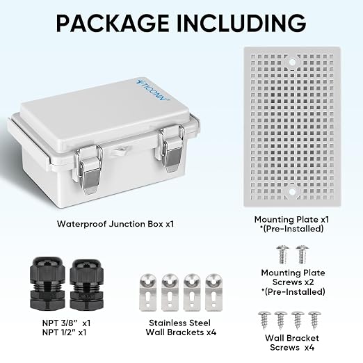 TICONN Outdoor Electrical Box Waterproof, ABS IP67 Junction Box Enclosure | - Image 6