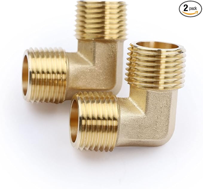 U.S. Solid 2pcs 90 Degree Barstock Street Elbow Brass Pipe Fitting 1/2" NPT by USSolid