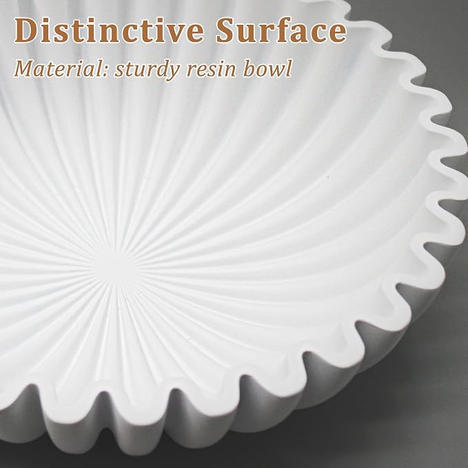 LIN CHUAN Ruffle Decorative Bowl, Large Fruit Bowl, and tables. Durable resin - Image 2