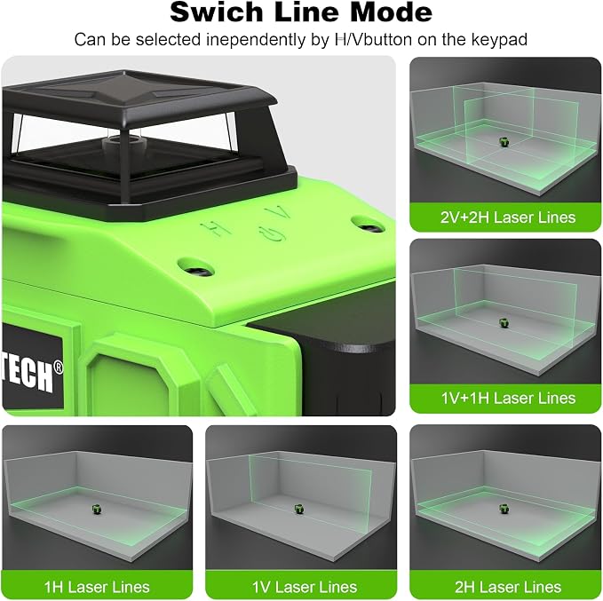 16 Line laser level 360 Self Leveling, 4x360 Cross Line 4D Green Beam Lazer - Image 7