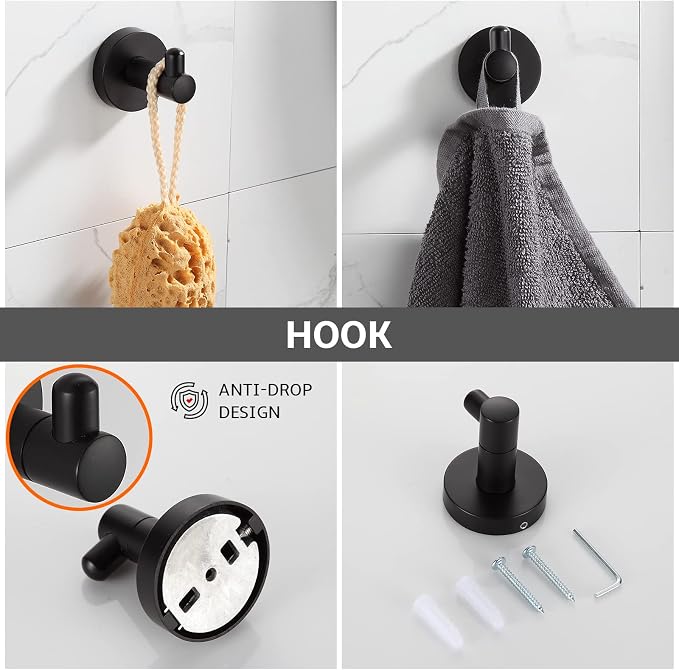 BGL Bathroom Hardware Set Matte Black 4-Pieces Bathroom Towel Rack 24 Inches - Image 6