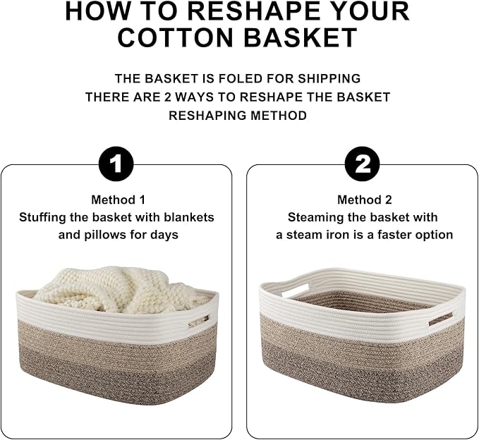 OIASKET Large Storage Basket for Organizing, Woven Rope Basket for Shelves - Image 8