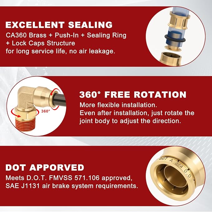 90° Swivel Male Elbow, 3/4" Tube x 3/4" NPT, DOT Approved 5PCS | - Image 4