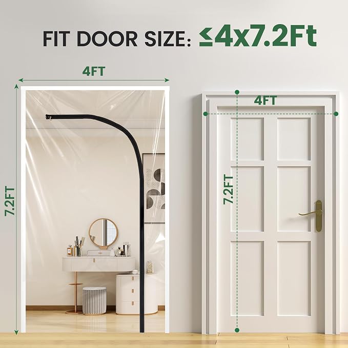 Voomey Dust Barrier 4.7 x 7.2 ft Plastic Zipper Door Dust Protection Kit - Image 2