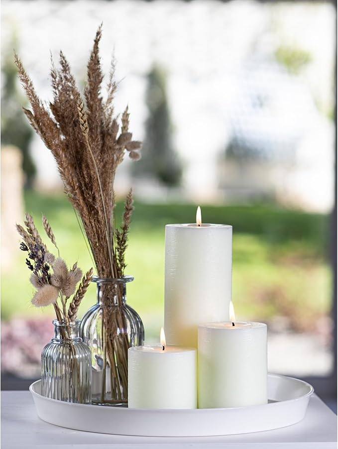 Assorted Pillar Candles Set of 3 – Sizes 3", Rustic Style Long Burning - Image 4