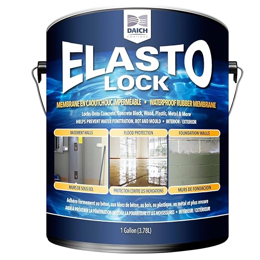 ElastoLock Waterproof Rubber Coating 1 Gallon, Basement and Foundation Sealer by Daich