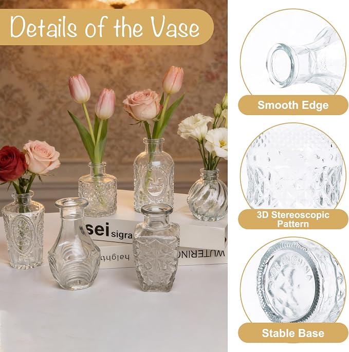 Petal Petite Small Clear Glass Bud Vase Set of 36 - Image 3