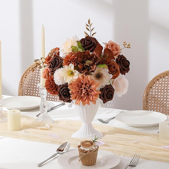 Artificial Flowers Fake Rose Flowers Dahlia - Image 7
