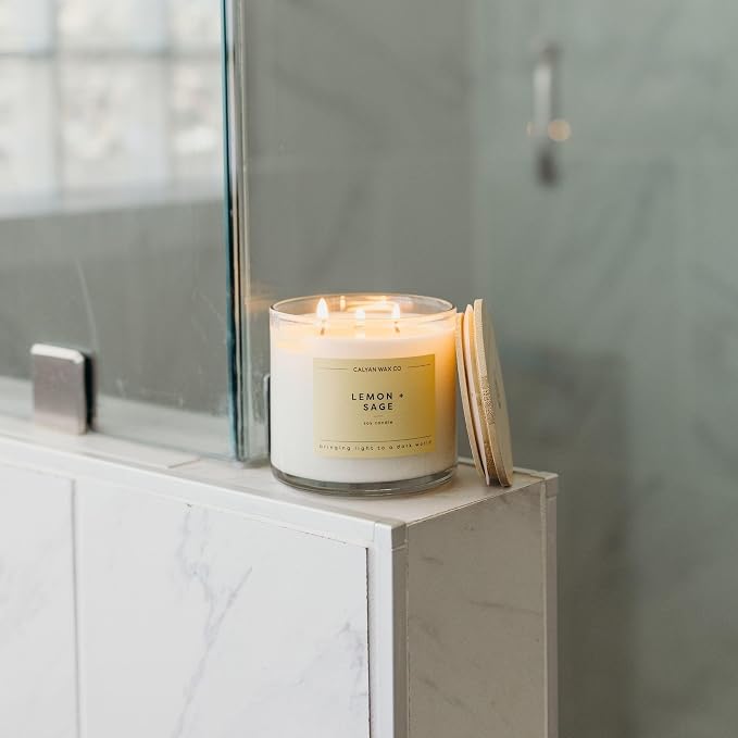 Lemon & Sage 3 Wick Scented Candle - Image 8